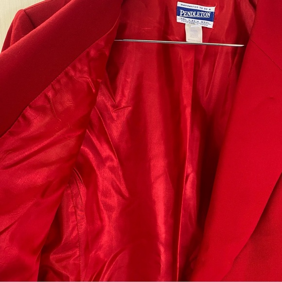 Vintage Pendleton Women's Classic Red Blazer Pure Virgin Wool Notch Collar Sz 14 - Picture 5 of 10